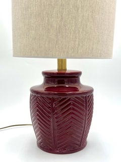 Tomasso Barbi Table Lamp, Ceramic, Burgundy Color, 2 available
