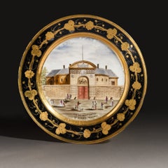 Darte Frères - assiette de table à décor topographique, époque Consulat, Empire