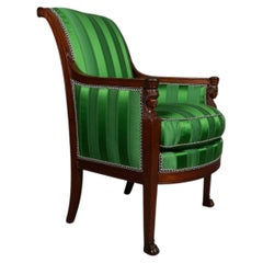 Paris, époque Consulat, Empire - bergère en acajou, retour d'Egypte - soie Prell