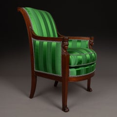 Paris, époque Consulat, Empire - bergère en acajou, retour d'Egypte - soie Prell
