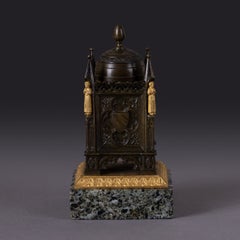 Paris, vers 1830 - cloche de table troubadour, néo gothique - bronze patiné et d