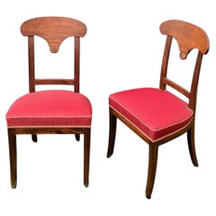 Paris, époque Empire - paire de chaises à la pelta - acajou et tissu en crin