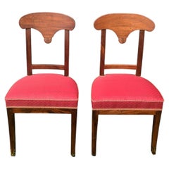 Paris, époque Empire - paire de chaises à la pelta - acajou et tissu en crin