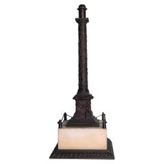 Travail français d'époque Louis Philippe - colonne Vendôme en bronze patiné et m