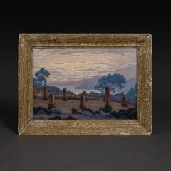 François-Étienne Lahaye - grande vue symboliste des ruines de Tipasa - cadre d'o