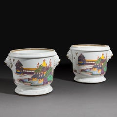 Samson - paire de seaux à bouteilles en porcelaine ''kakiemon'' imitant St Cloud
