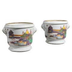 Samson - paire de seaux à bouteilles en porcelaine ''kakiemon'' imitant St Cloud