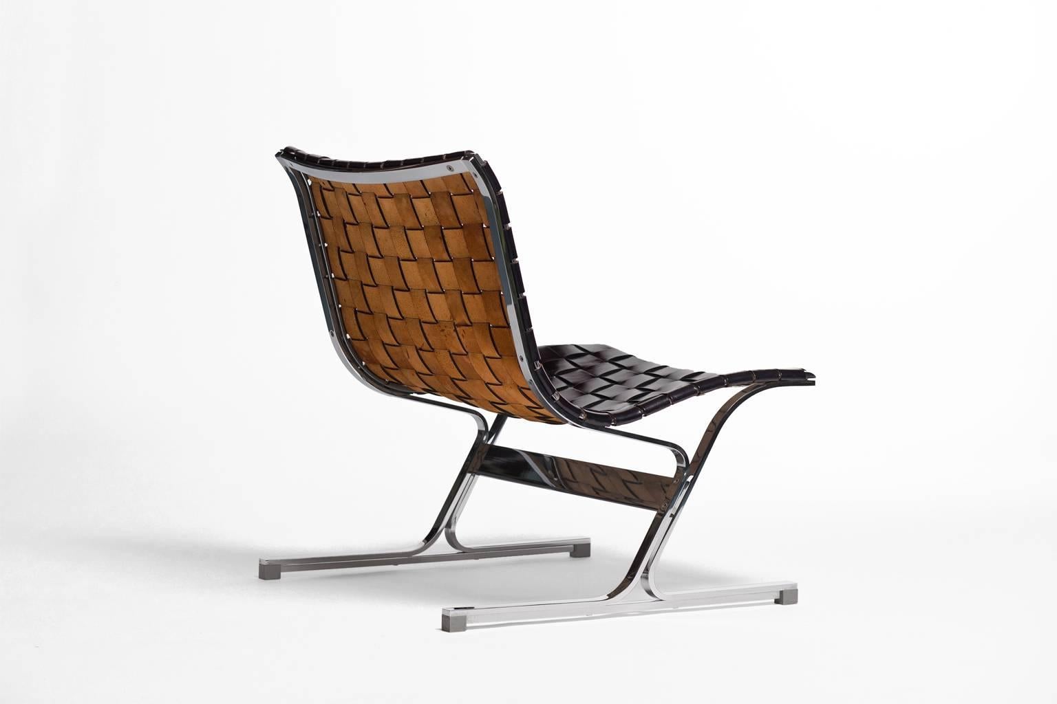 Mid-Century Modern Original black leather Lounge Chair by Ross Littell