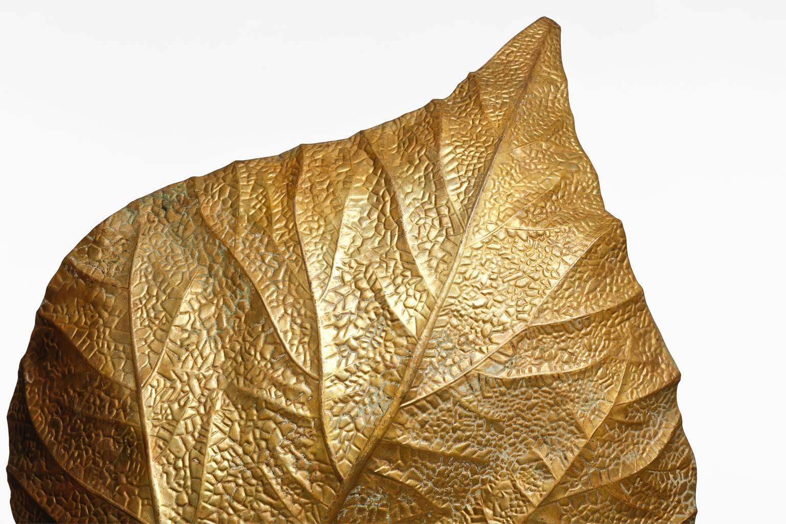 Italian Huge Brass Leaf Floorlamp by Tommaso Barbi 