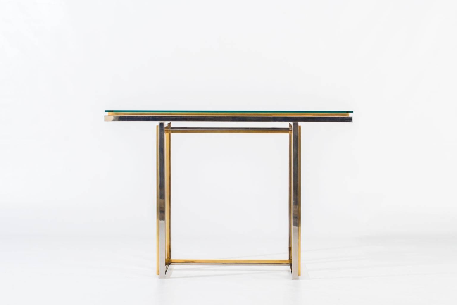 Hollywood Regency Geometric Bicolored Console Table by Romeo Rega, Italy, 1970s