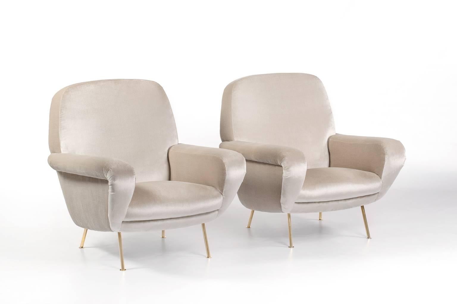 Mid-Century Modern Pair of Armchairs by Gianfranco Frattini for Cassina, Italy, 1954