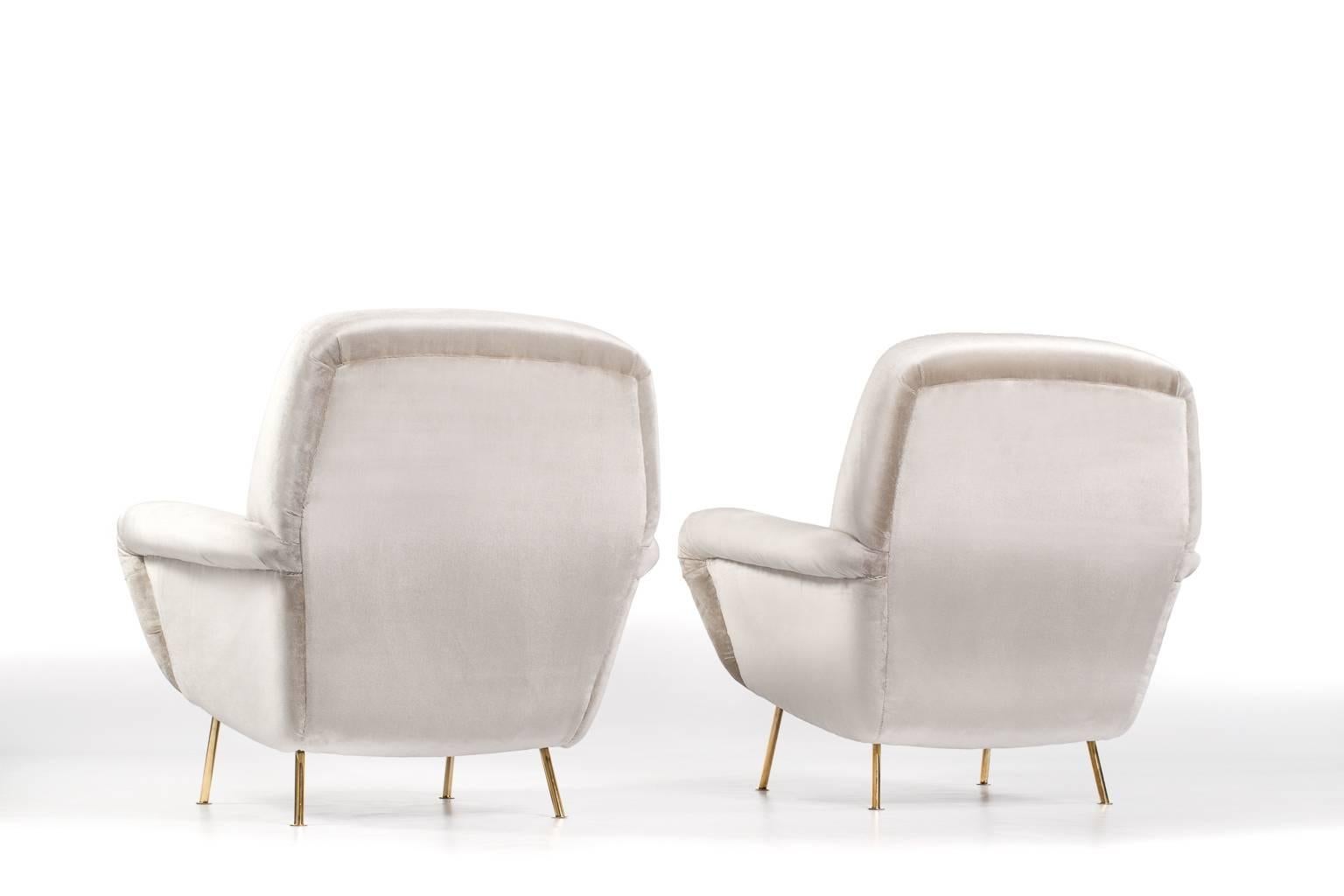 Polished Pair of Armchairs by Gianfranco Frattini for Cassina, Italy, 1954