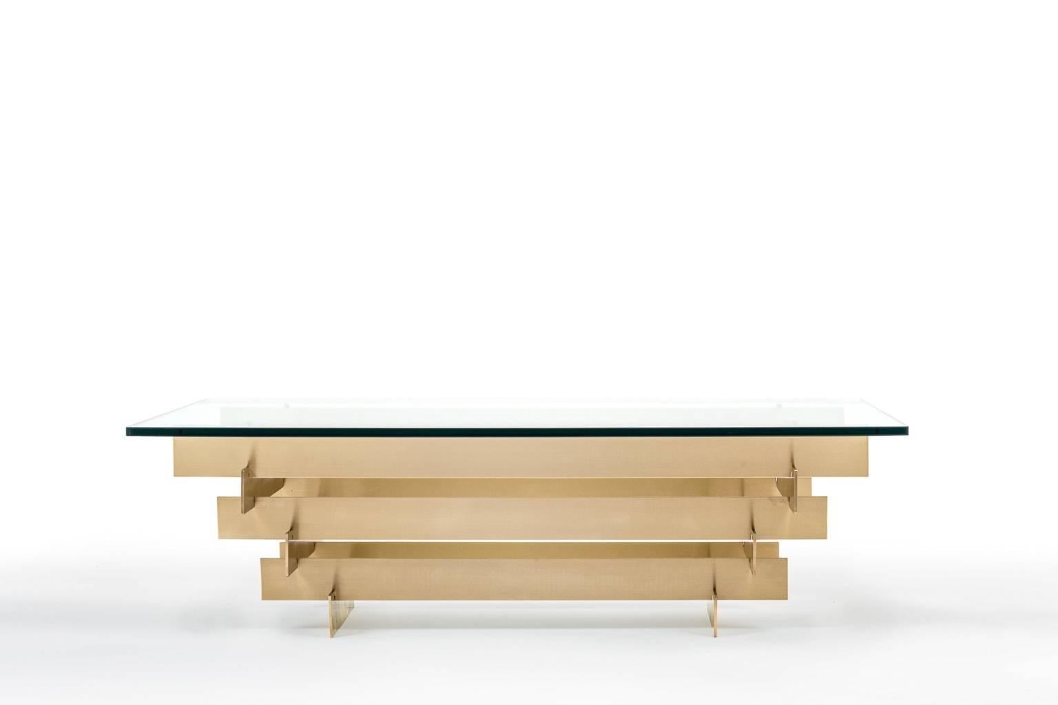 Mid-Century Modern Solid Brass Stacked Coffee Table by David Hicks
