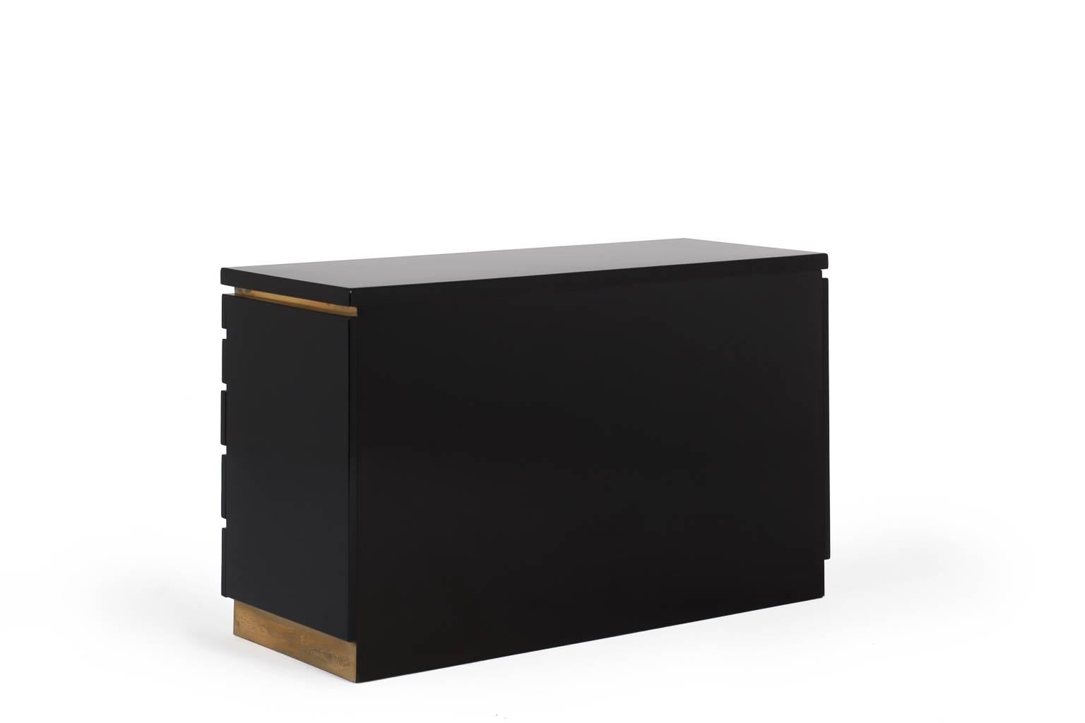 French Black Lacquered Chest of Drawers by Jean Claude Mahey