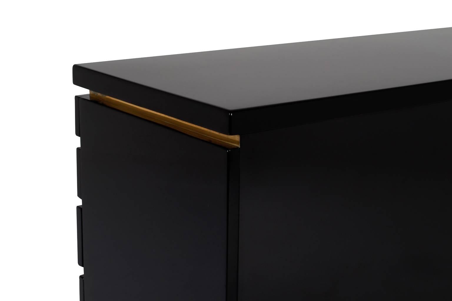Late 20th Century Black Lacquered Chest of Drawers by Jean Claude Mahey