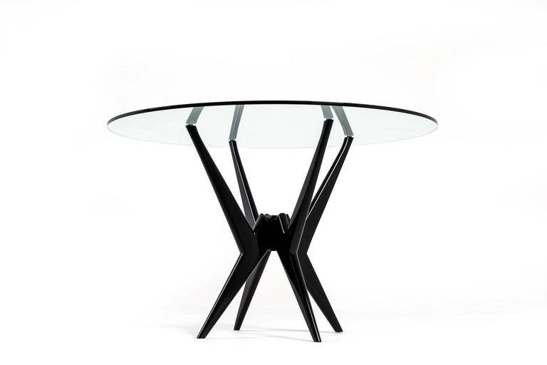Sculptural Black Lacquered Dining Table, 1950s at 1stDibs