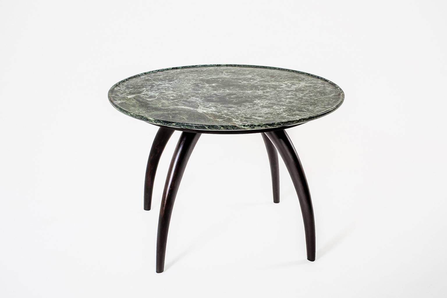Green Marble and Stained Walnut Occasional Table 1