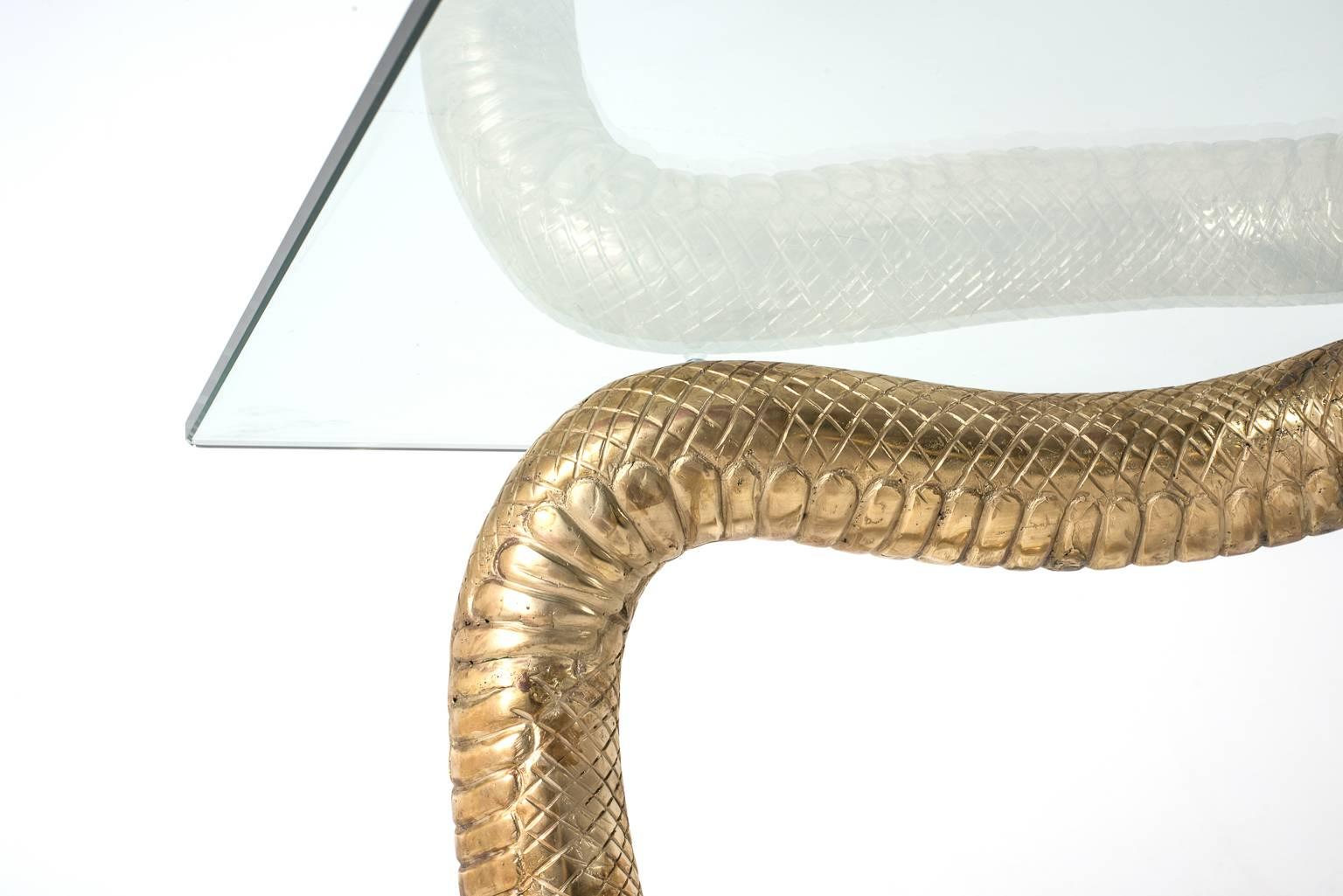 French Brass ‘Python’ Coffee Table Attributed to Alain Chervet