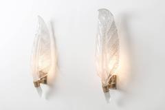 Pair of Seguso Glass Leaf Wall Sconces