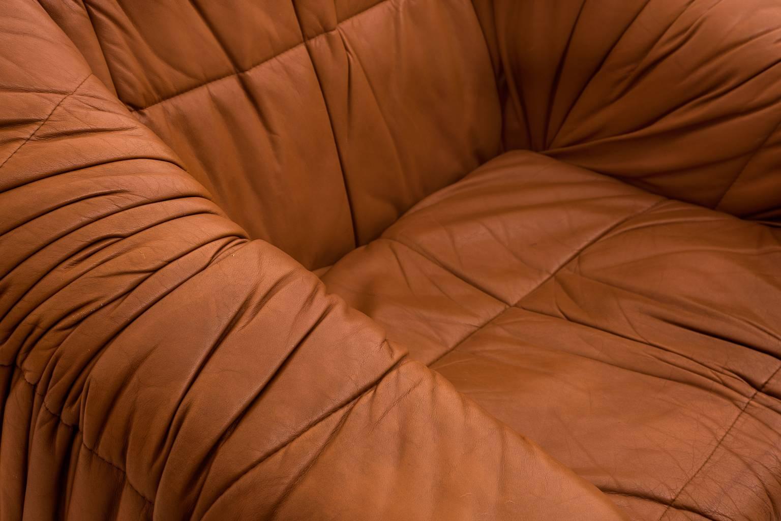 Leather Distinctive 'Piumino' Lounge Chairs by De Pas D'urbino & Lomazzi for Dell'Oca