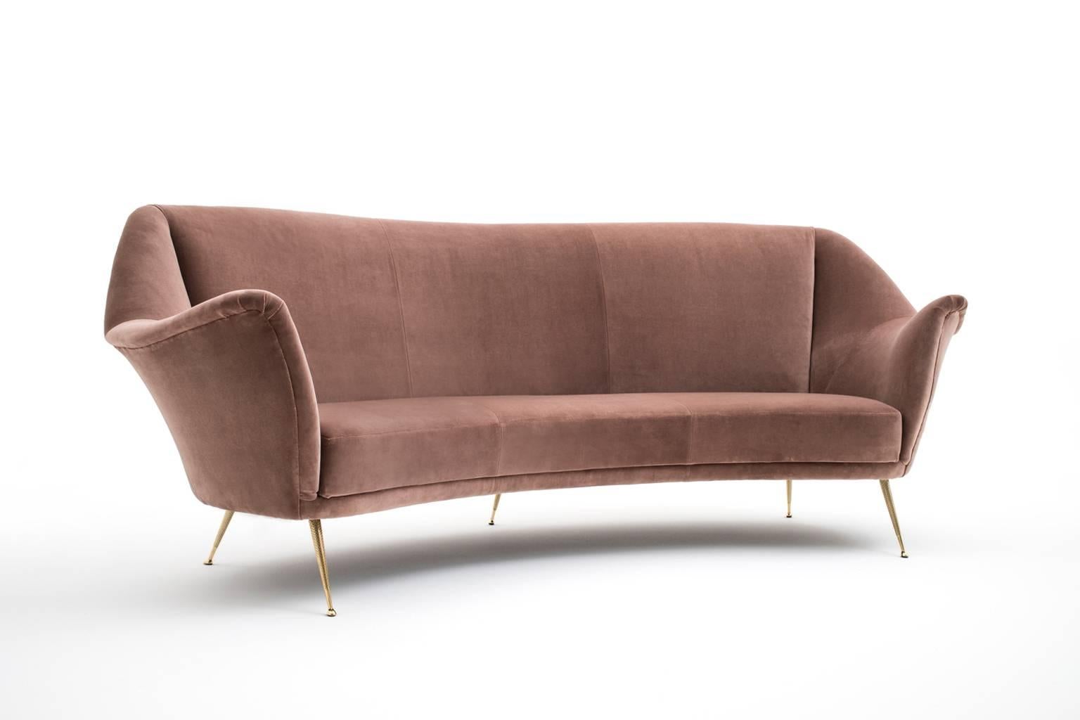 Mid-Century Modern Curved Sofa by ISA Bergamo