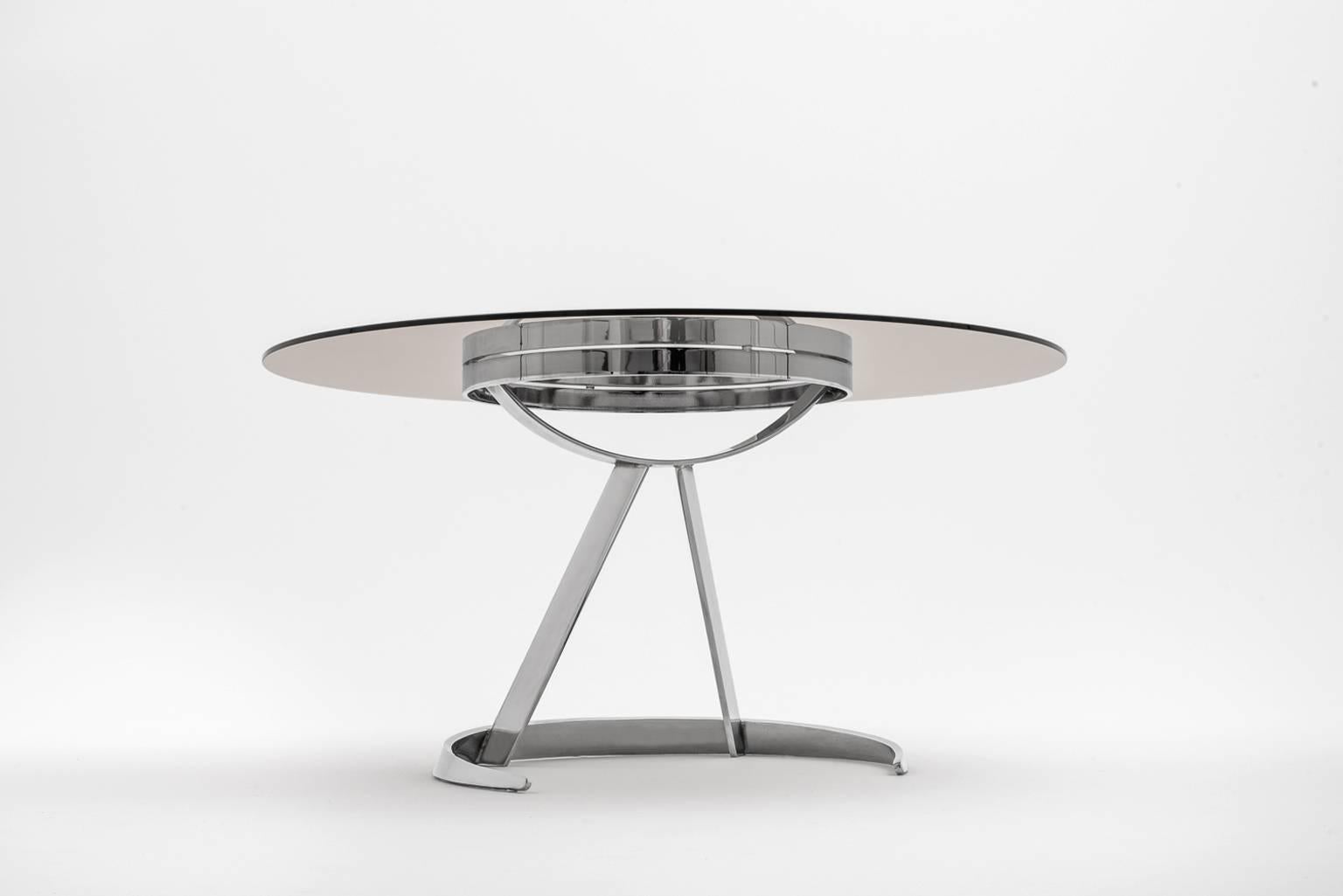 Mid-20th Century Chrome French Midcentury Dining Table and Chairs by Boris Tabacoff, 1960s