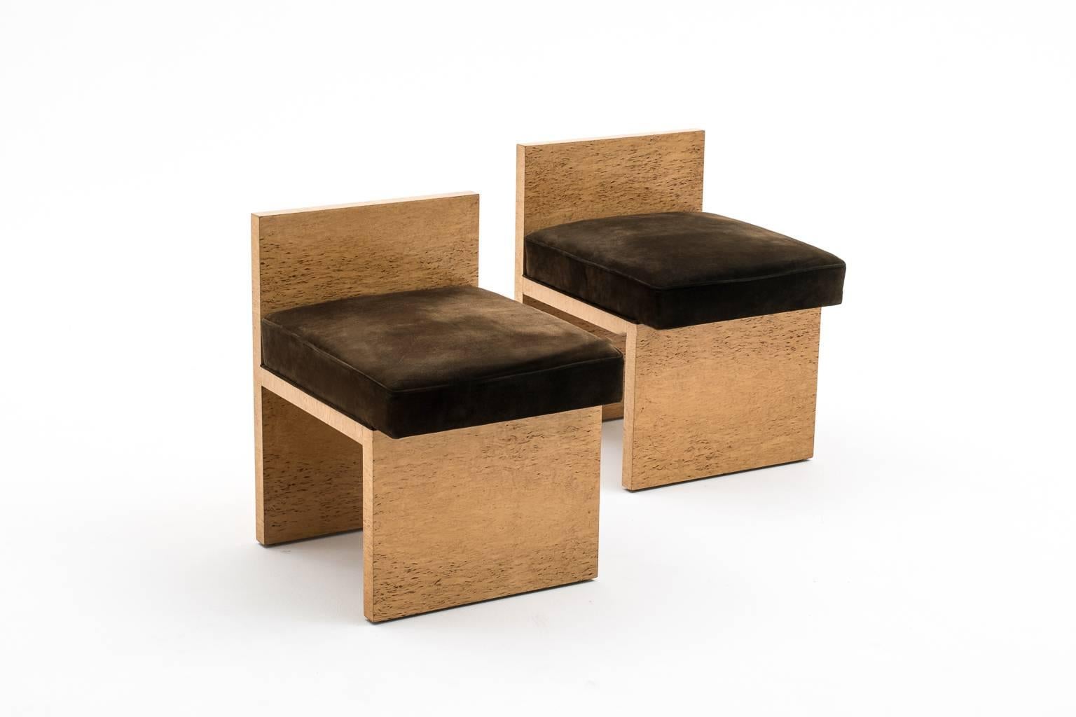 Mid-20th Century Pair of French Modernist Stools or Chauffeuses