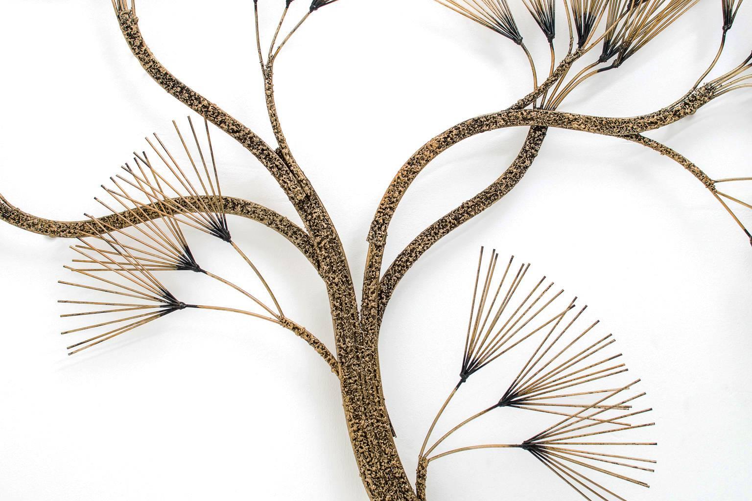 American Huge Brass Tree Wall Sculpture by Curtis Jere
