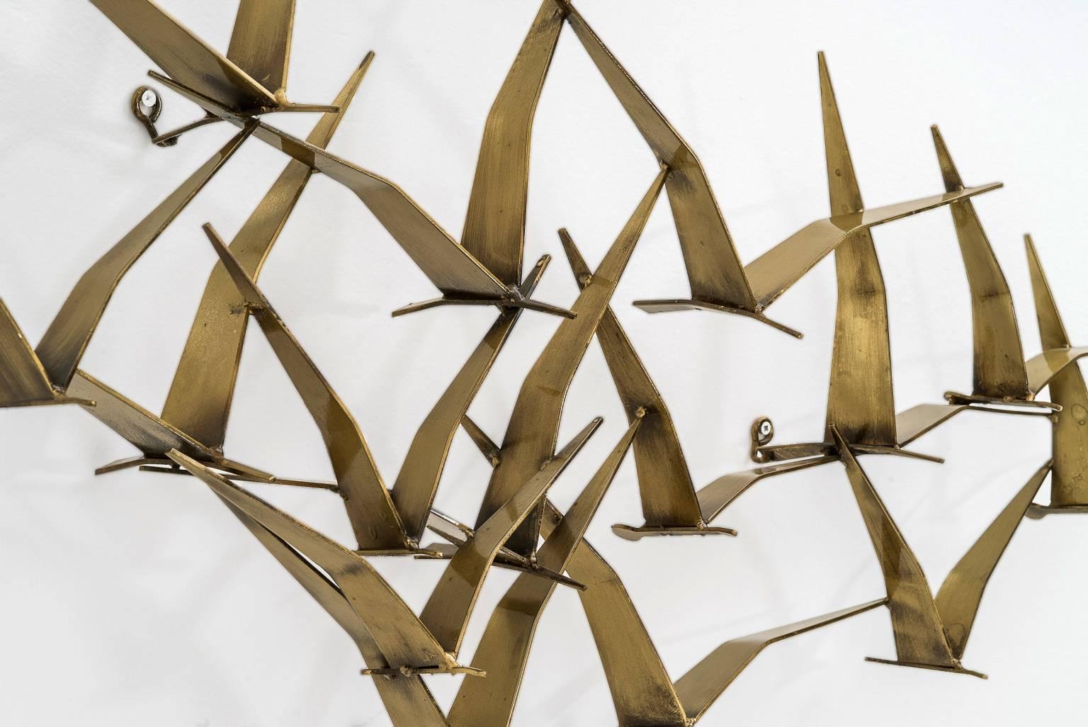 Mid-Century Modern Flock of Birds Wall Sculpture by Curtis Jere
