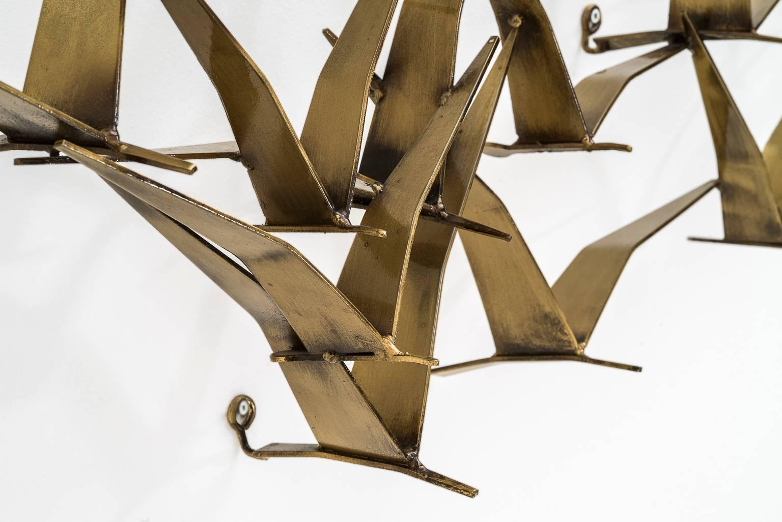 Patinated Flock of Birds Wall Sculpture by Curtis Jere