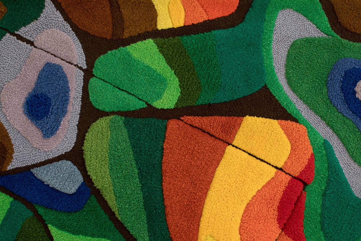 Mid-Century Modern Multi Colored Hand-Knotted Midcentury Wall Tapestry, 1970s