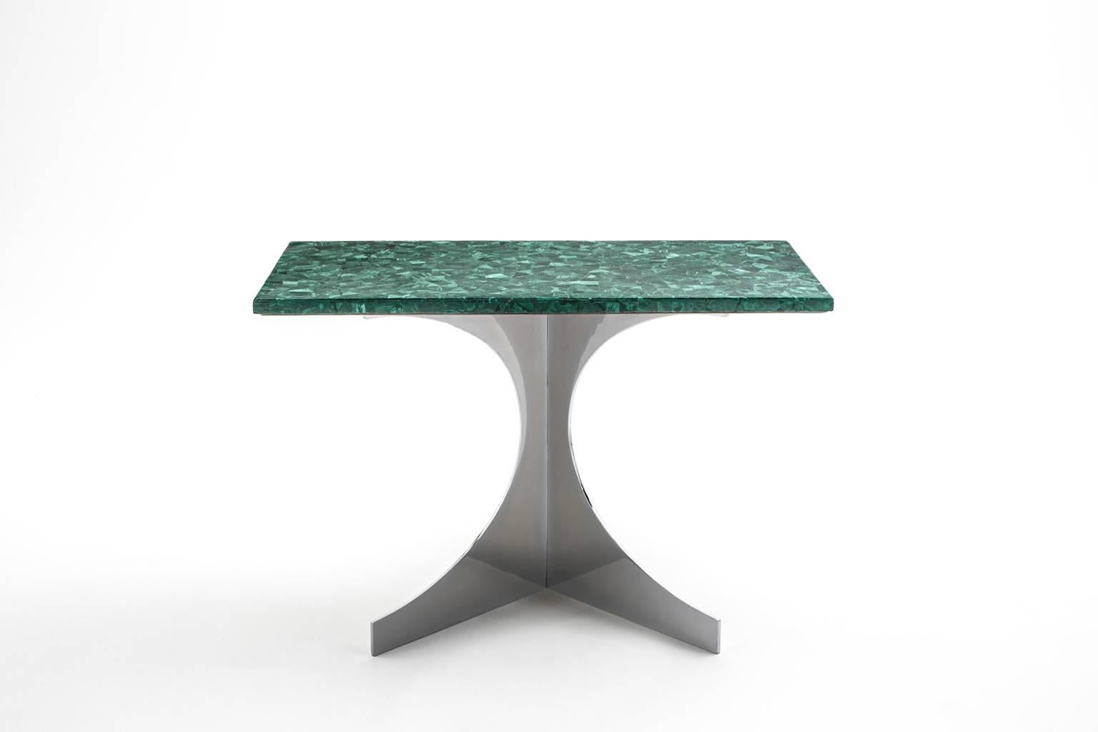 French Malachite Side Table by N. Effront, France, 1970