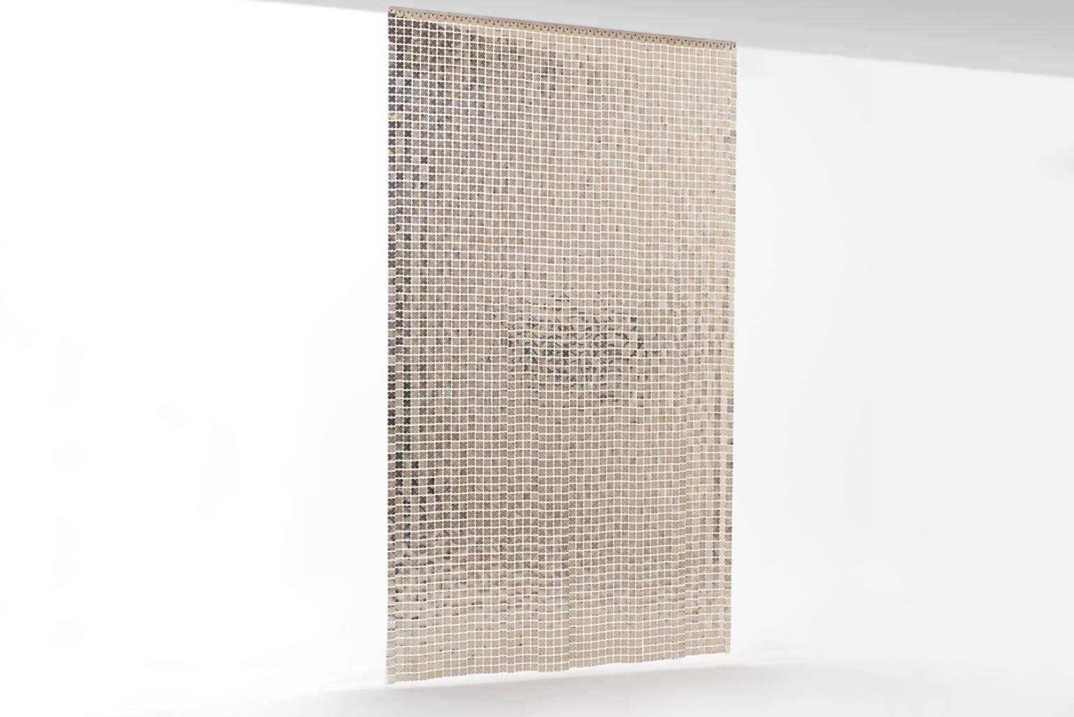 Distinctive chrome Space Curtain by Paco Rabanne for Softwear Baumann AG, circa 1970. The curtain is comprised of plasticized metal squares (the same he used in his iconic mini dresses) joined by small chrome rings. The chrome metal squares have