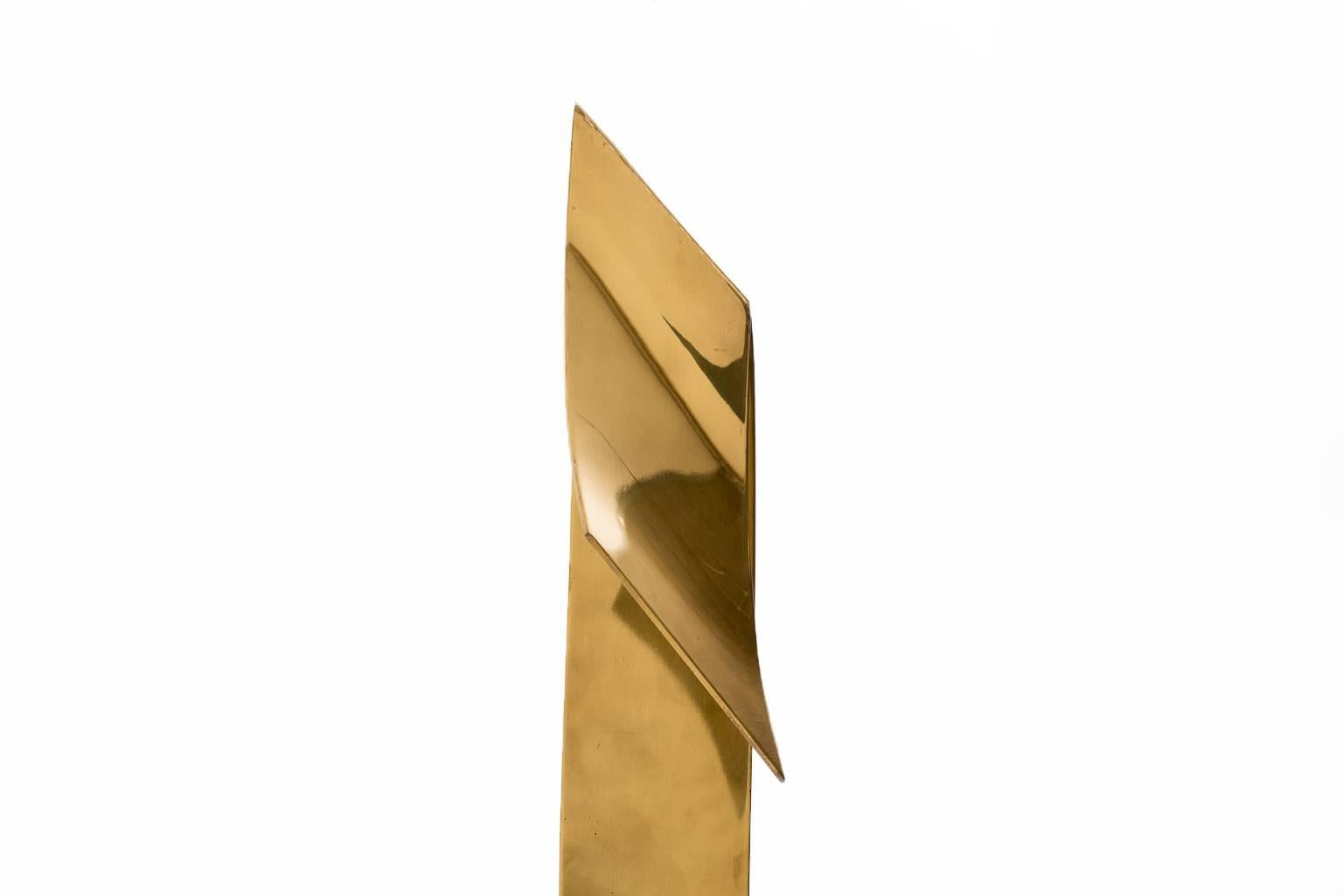 French Abstract Brass Midcentury Sculpture by Y. Tindas, 1970s