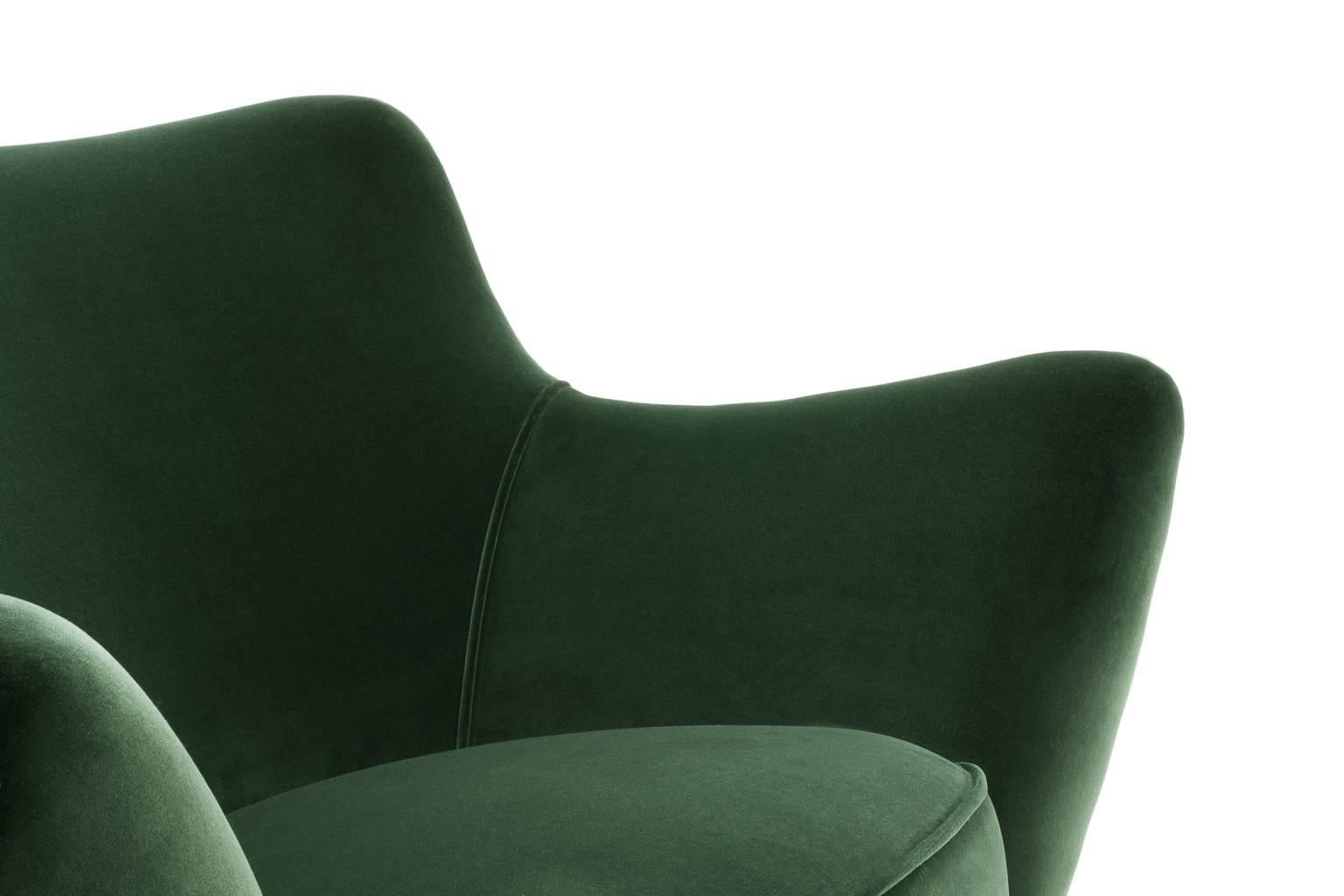 Green Velvet Italian Midcentury 'Perla' Armchairs by Giulia Veronesi, 1950s In Excellent Condition In Rotterdam, NL