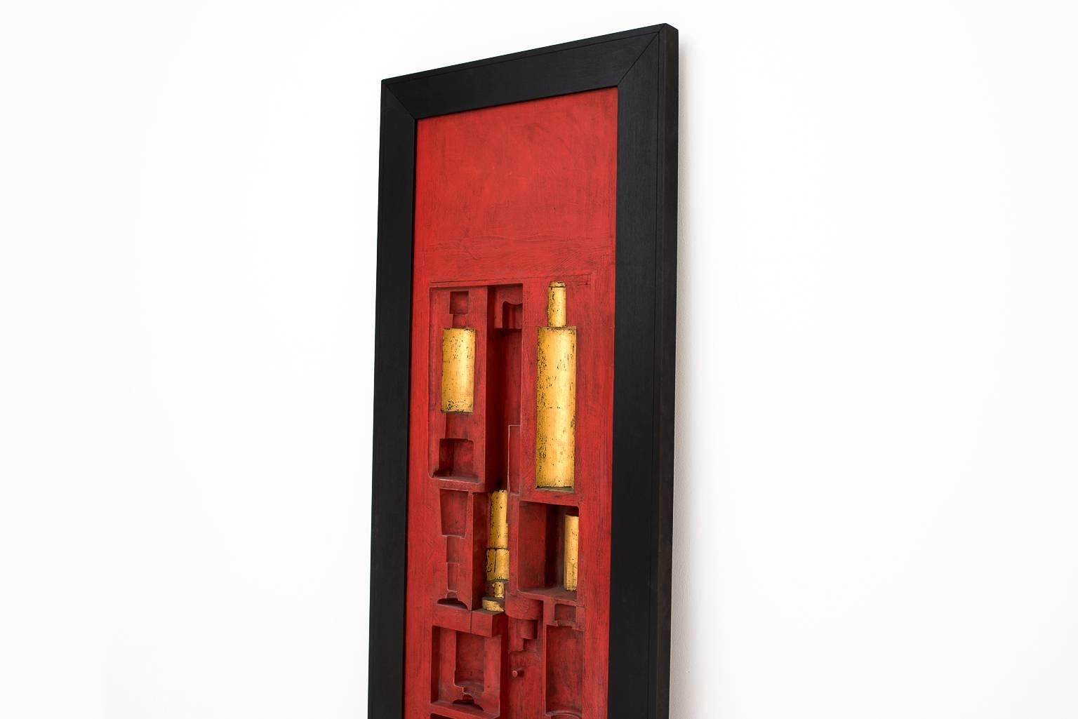 Mid-20th Century Italian Midcentury Red Lacquered Wooden Wall Panel by Victor Cerrato, 1960s