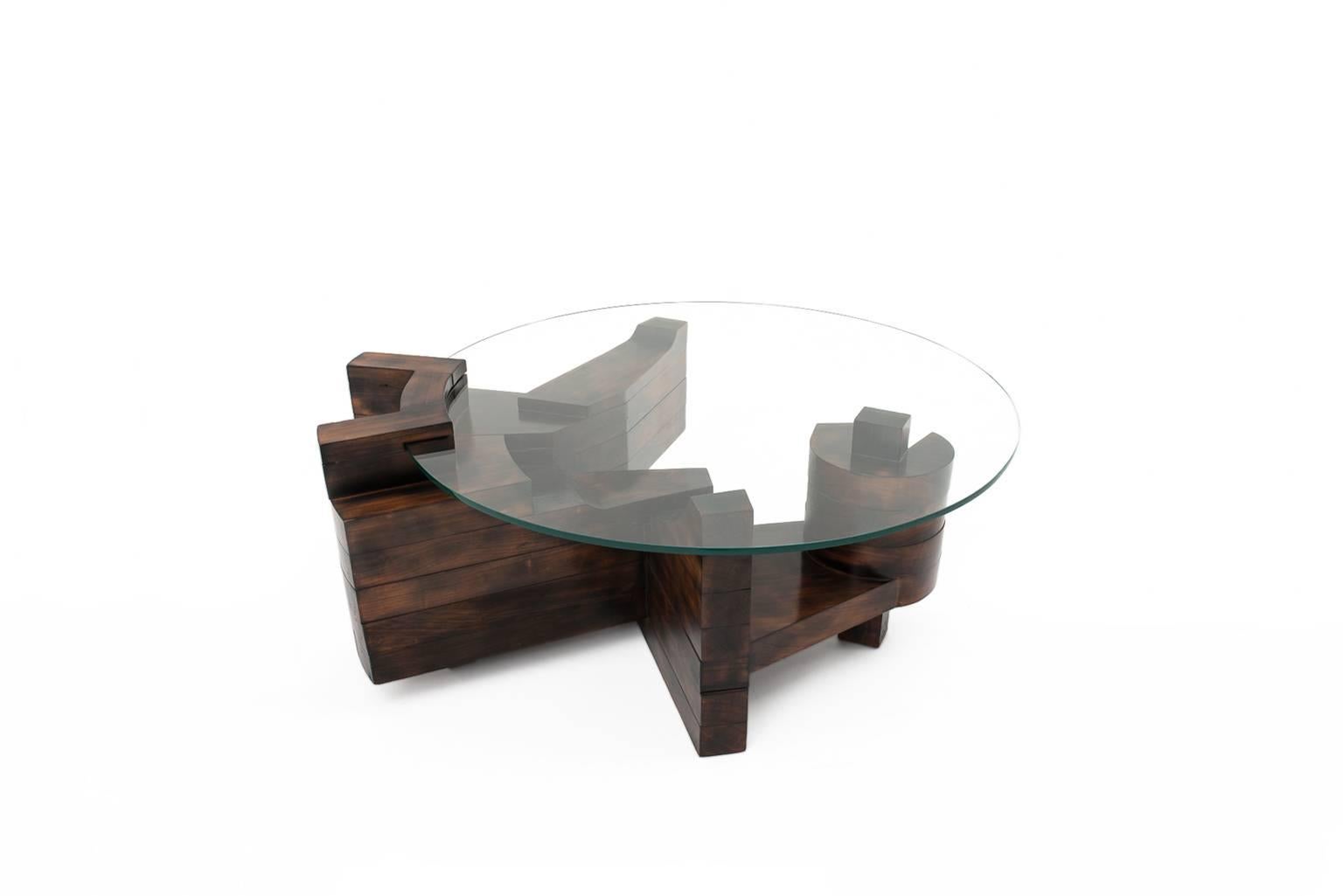Unique 'one of a kind' wooden Sculptural coffee table by Nerone and Patuzzi for Gruppo NP2. Specially made for the Bienalle in Venice, 1967 and bought there by it's former owner. 
This particular table was the inspiration for the later model from