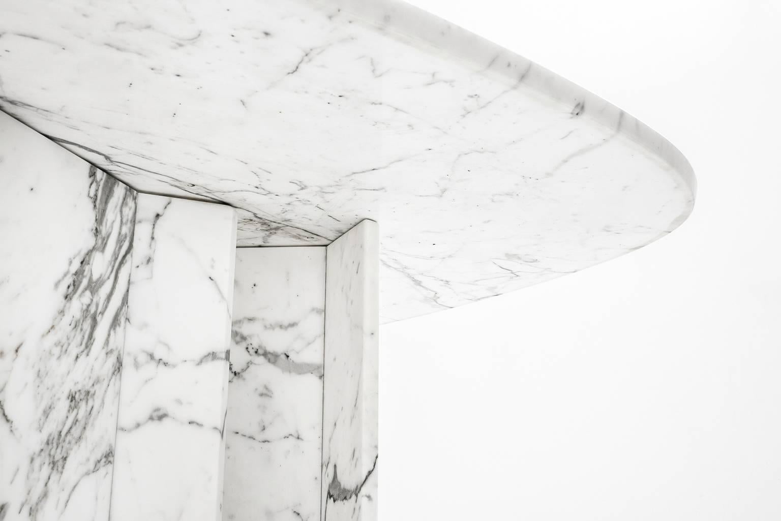 Late 20th Century Triangular Carrara Marble Dining Table by Willy Ballez