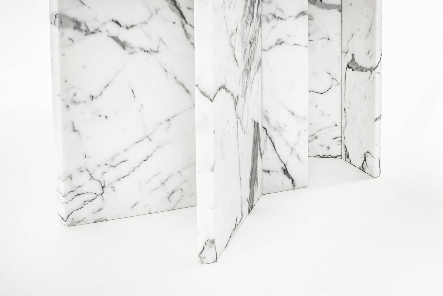 Triangular Carrara Marble Dining Table by Willy Ballez 1