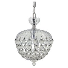 Vintage French Cut Crystal Bag Chandelier in Empire Style, 1960's