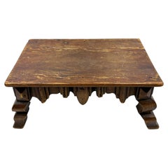 Rustic Carved Pine Tabletop Display Pedestal with Stepped Feet