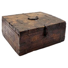Antique Anglo-Indian Iron-Bound Teak Dowry Chest (Petara), Late 19th Century