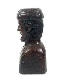 Antique Dutch Hand-Carved Wooden Gaper Apothecary Bust