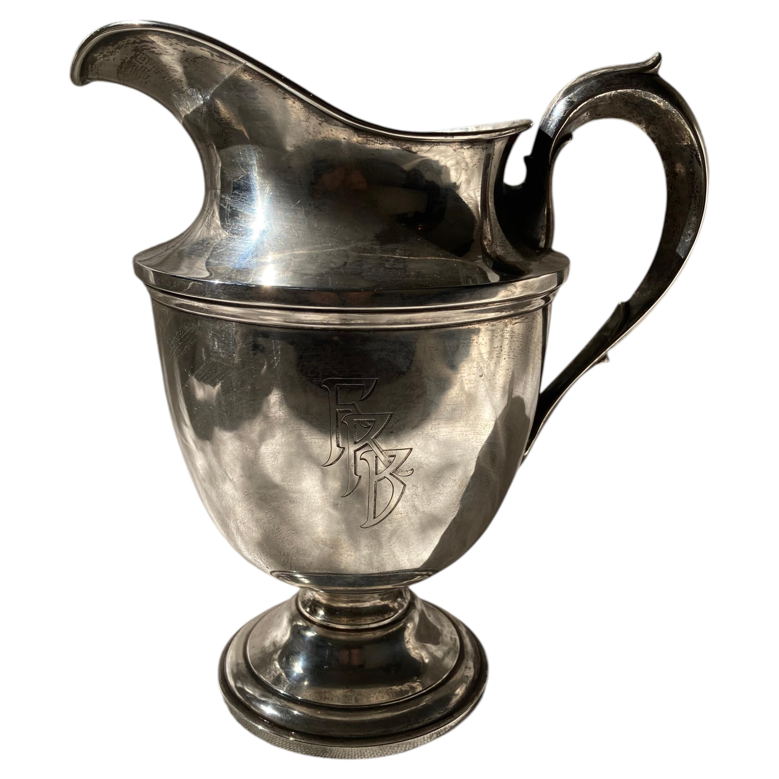 Large American Antique Solid Sterling Silver Water Pitcher, Early 20th Century