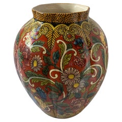 Paul Milet Sèvres French Art Deco Polychrome Floral Porcelain Vase, circa 1920