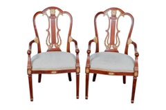 English Regency Lyre Back Gilded Armchairs, a Pair