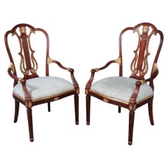 English Regency Lyre Back Gilded Armchairs, a Pair
