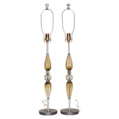 Attribué à Alfredo Barbini Lampes en verre de Murano « Filigrana », lot de deux