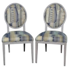 Basset Attributed Oval Back Side Chairs, a Pair