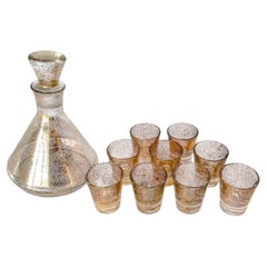 Gold Speckled Decanter and Shot Glasses Set